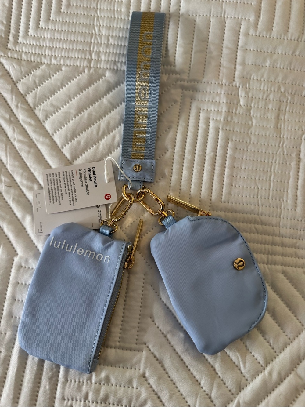 lululemon athletica Light Blue Keychain Wallet Duo with Strap